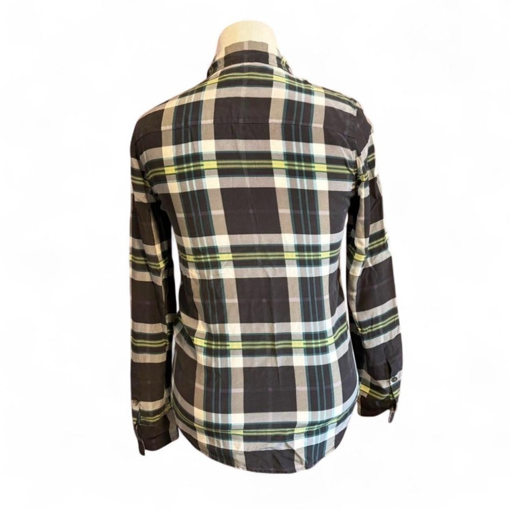 Equipment Femme Silk Plaid Button Up Shirt Sz S Lightweight Long Sleeve Blouse - Picture 4 of 6